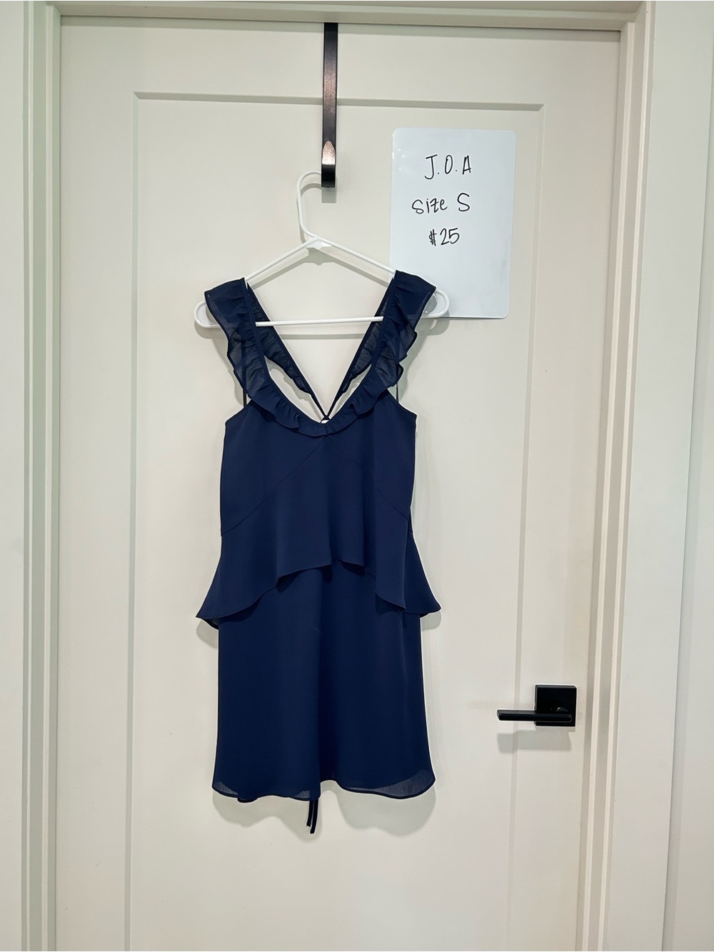 J.O.A. Navy Ruffle V-Neck Peplum Camisole